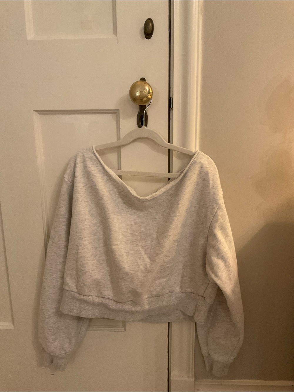 Garage Light Gray Cropped Scoop Neck Sweater